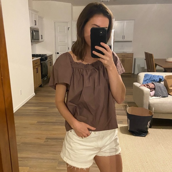 GAP Flutter Sleeve Top / open neck in deep purple💜 - Picture 3 of 9